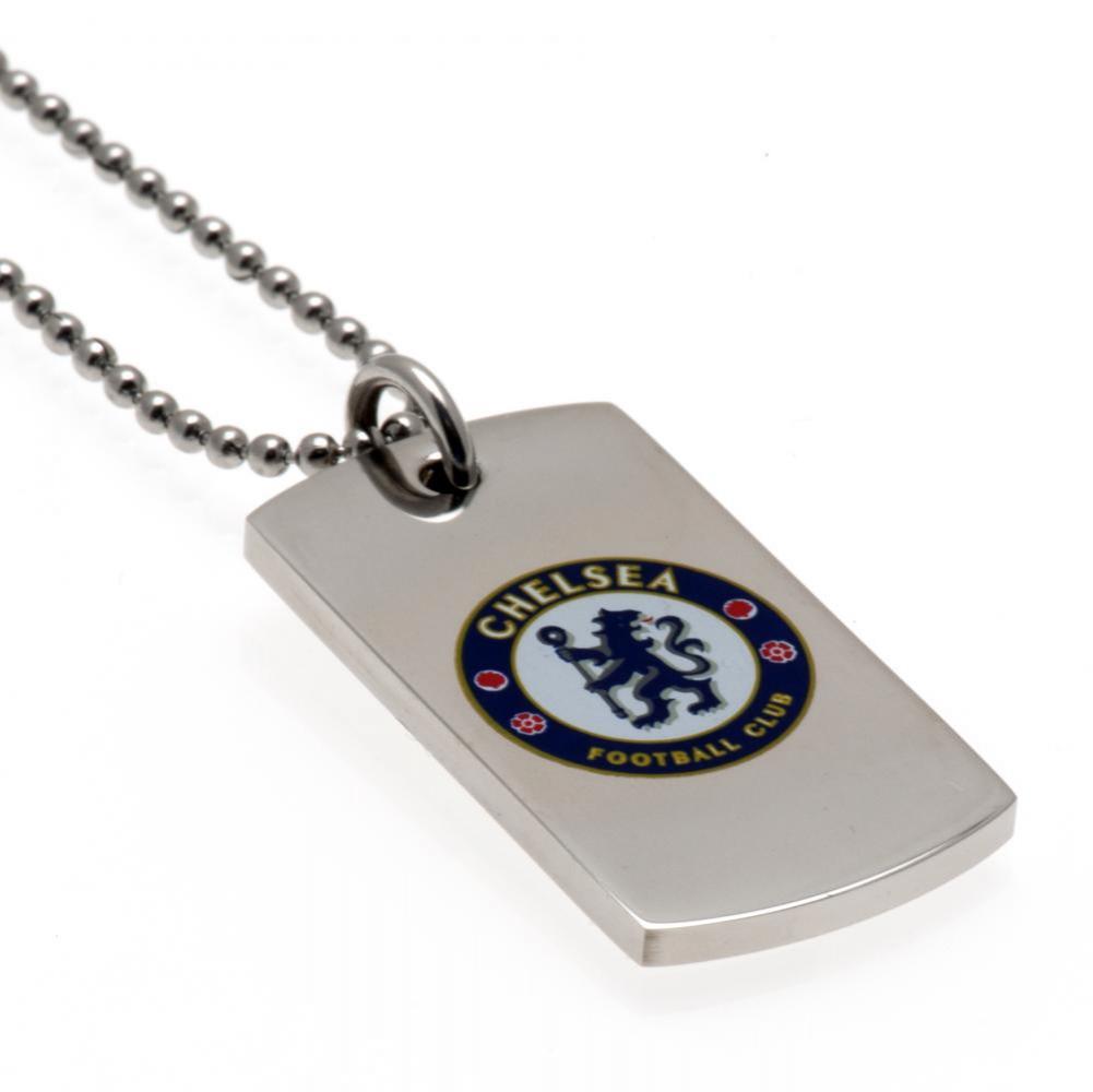 Chelsea FC Colour Crest Dog Tag & Chain - Officially licensed merchandise.