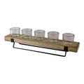 5 Piece Glass, Wood & Metal Tealight Holder - £33.99 - Tealight Holders 