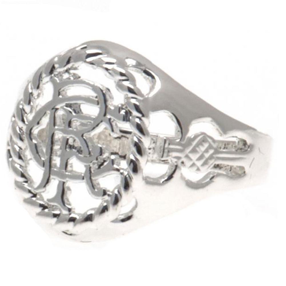 Rangers FC Silver Plated Crest Ring Small - Officially licensed merchandise.