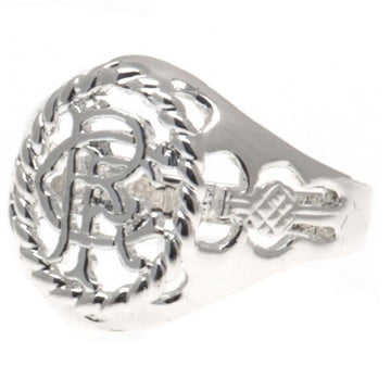 Rangers FC Silver Plated Crest Ring Large - Officially licensed merchandise.