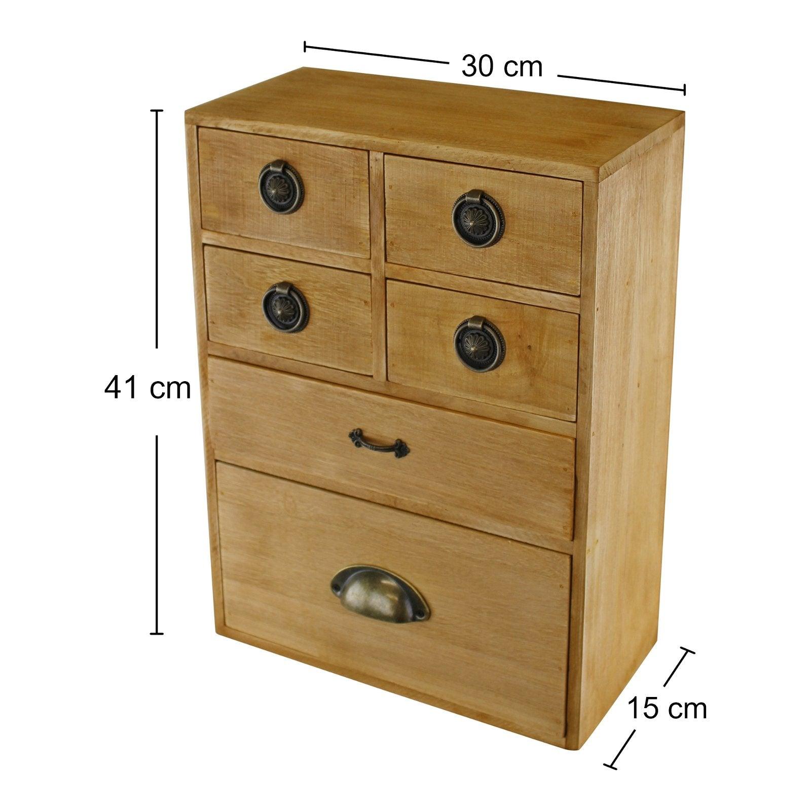 6 Drawer Storage Cabinet, Assorted Size Drawers-Trinket Drawers