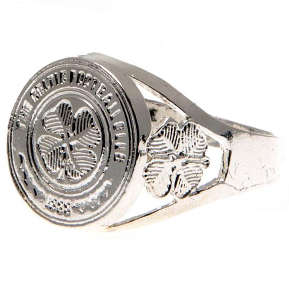 Celtic FC Silver Plated Crest Ring Large - Officially licensed merchandise.