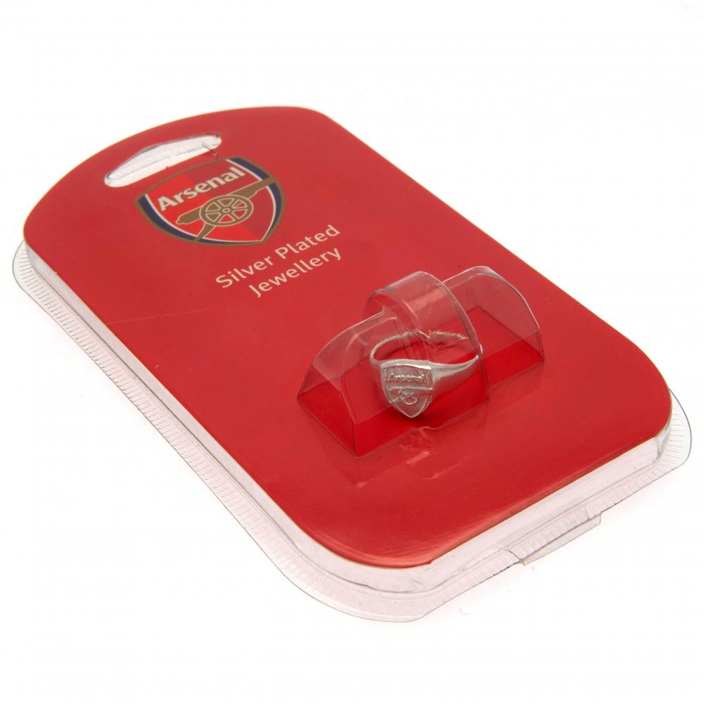 Arsenal FC Silver Plated Crest Ring Small - Officially licensed merchandise.