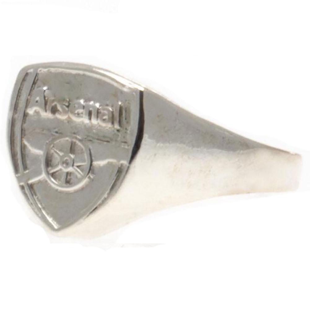 Arsenal FC Silver Plated Crest Ring Large - Officially licensed merchandise.