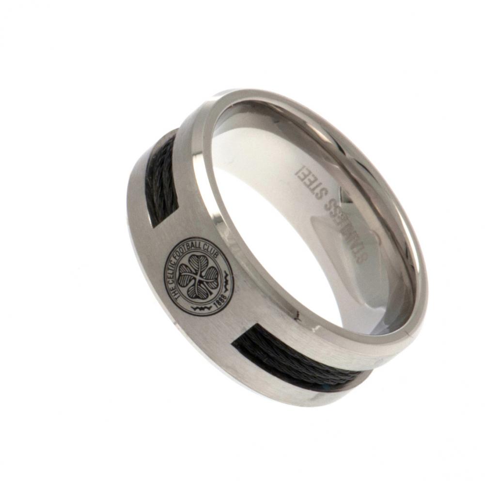 Celtic FC Black Inlay Ring Large - Officially licensed merchandise.