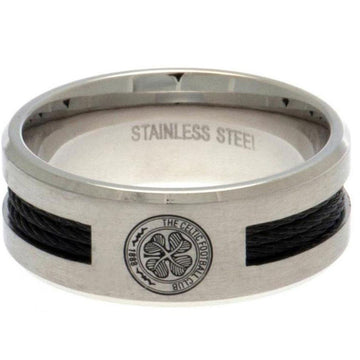 Celtic FC Black Inlay Ring Large - Officially licensed merchandise.