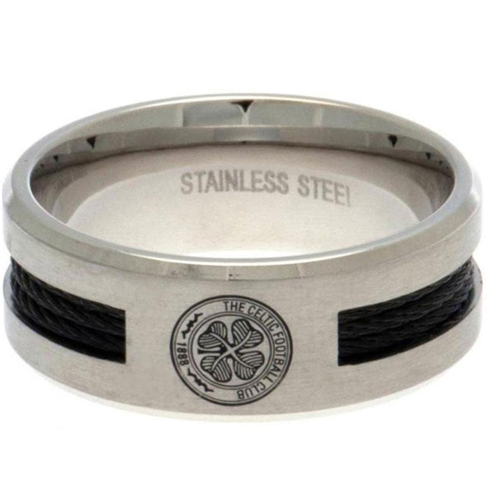 Celtic FC Black Inlay Ring Small - Officially licensed merchandise.