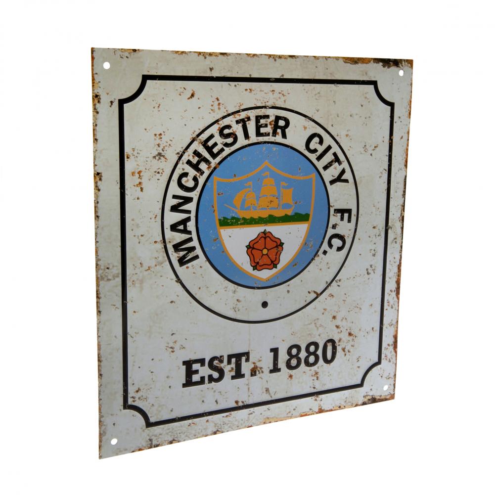 Manchester City FC Retro Logo Sign - Officially licensed merchandise.