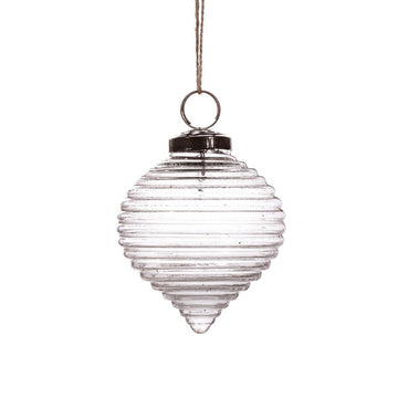 Clear Recycled Glass Rippled Bauble