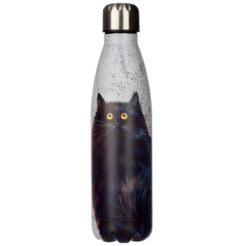 Reusable Stainless Steel Insulated Drinks Bottle 500ml - Kim Haskins Black Cat