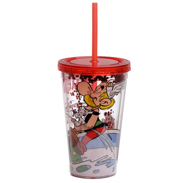 Asterix Double Walled Cup with Lid and Straw