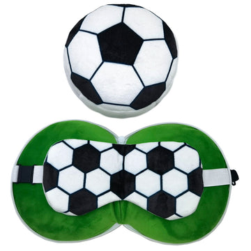 Relaxeazzz Travel Pillow & Eye Mask - Football