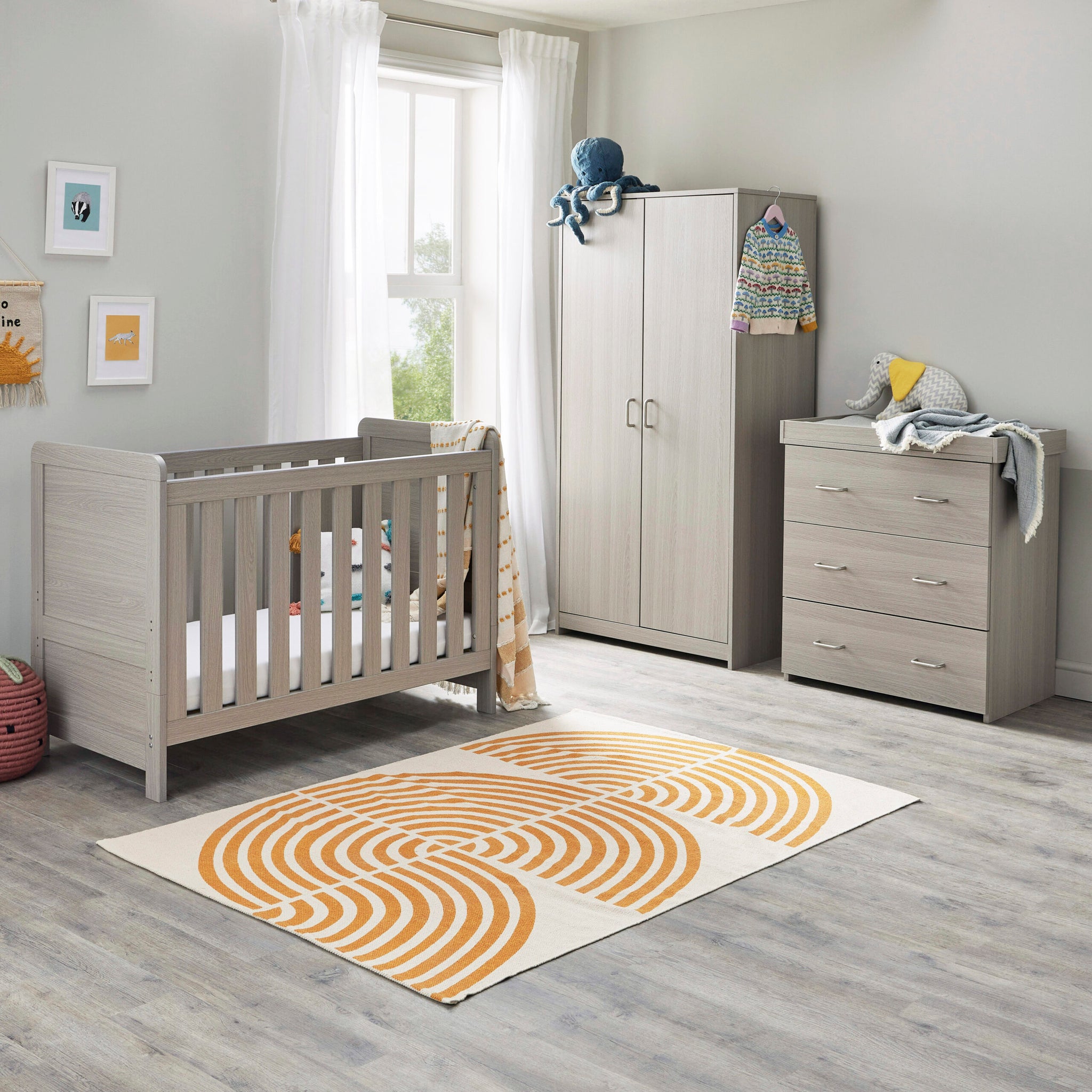 Babymore Caro Mini 3 Piece Nursery Room Set - Grey Wash - Babymore