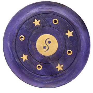 Decorative Yin Yang Wooden Purple Incense Burner Ash Catcher