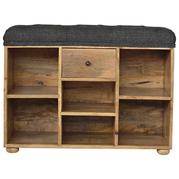 Black Tweed 1 Drawer Bench