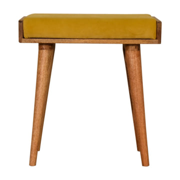 Mustard Velvet Tray Style Footstool