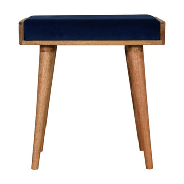 Royal Blue Velvet Tray Style Footstool