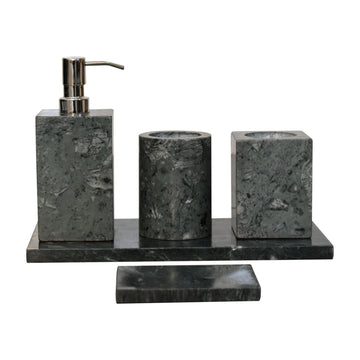 Polished Green Marble Bathroom Set of 5