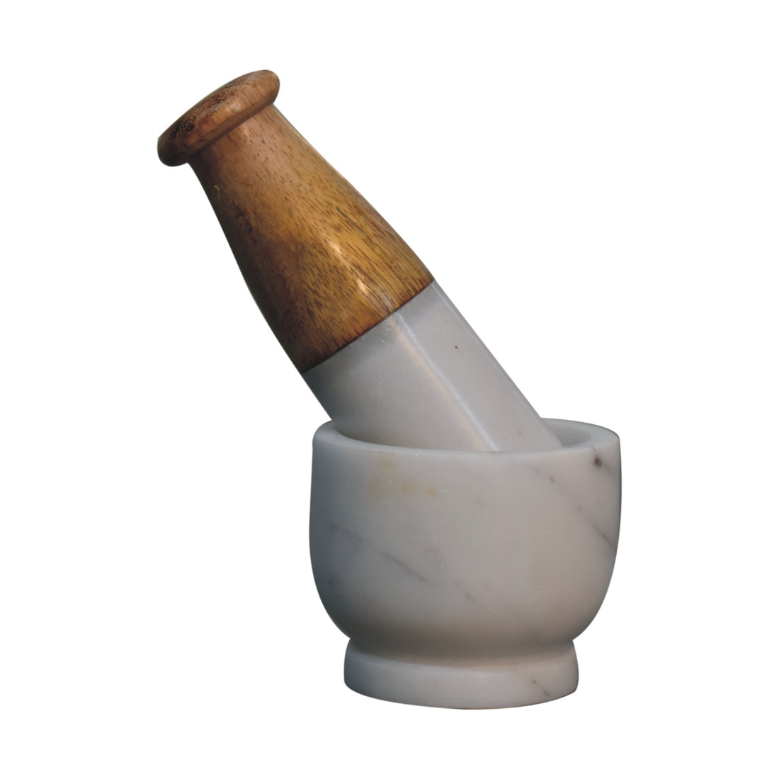 Small Wood & Marble Pestle and Mortar Set