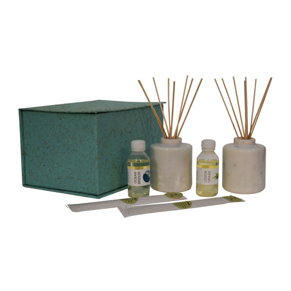 White Marble Reed Diffuser Set (Lemon Grass & Summer Tides)