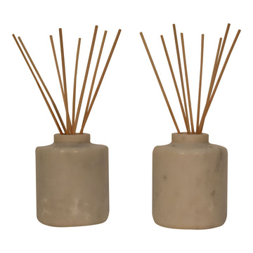 White Marble Reed Diffuser Set (Lemon Grass & Summer Tides)