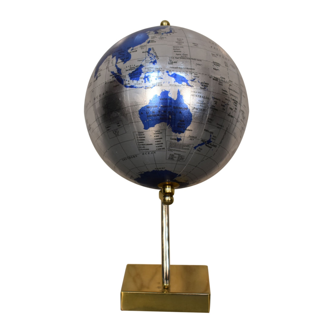 Blue Globe with Mixed Chrome & Brass Frame