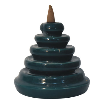 Teal Waterfall Back Flow Burner Fountain Set Cone Fragrances - Rose, Lavender, Jasmine, Tuberose - Incense Fragrances - Amber, Lavender, Oudh & Woods