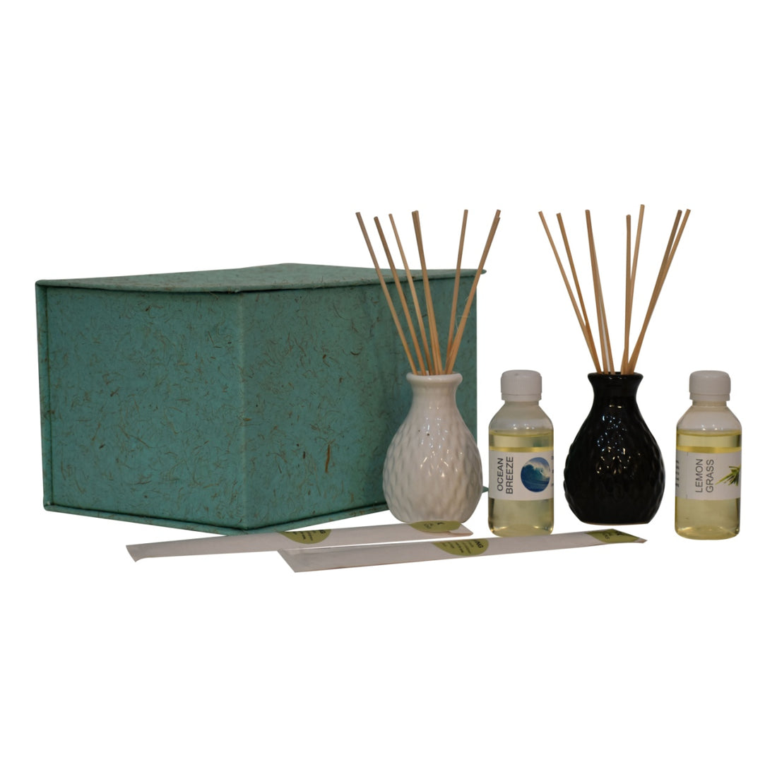 Black and White Vase Reed Diffuser Set (Lemon Grass & Summer Tides)