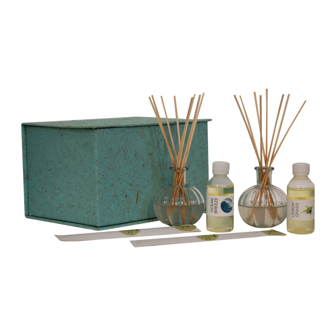 Amia Glass Bottle Diffuser Set (Lemon Grass & Summer Tides)