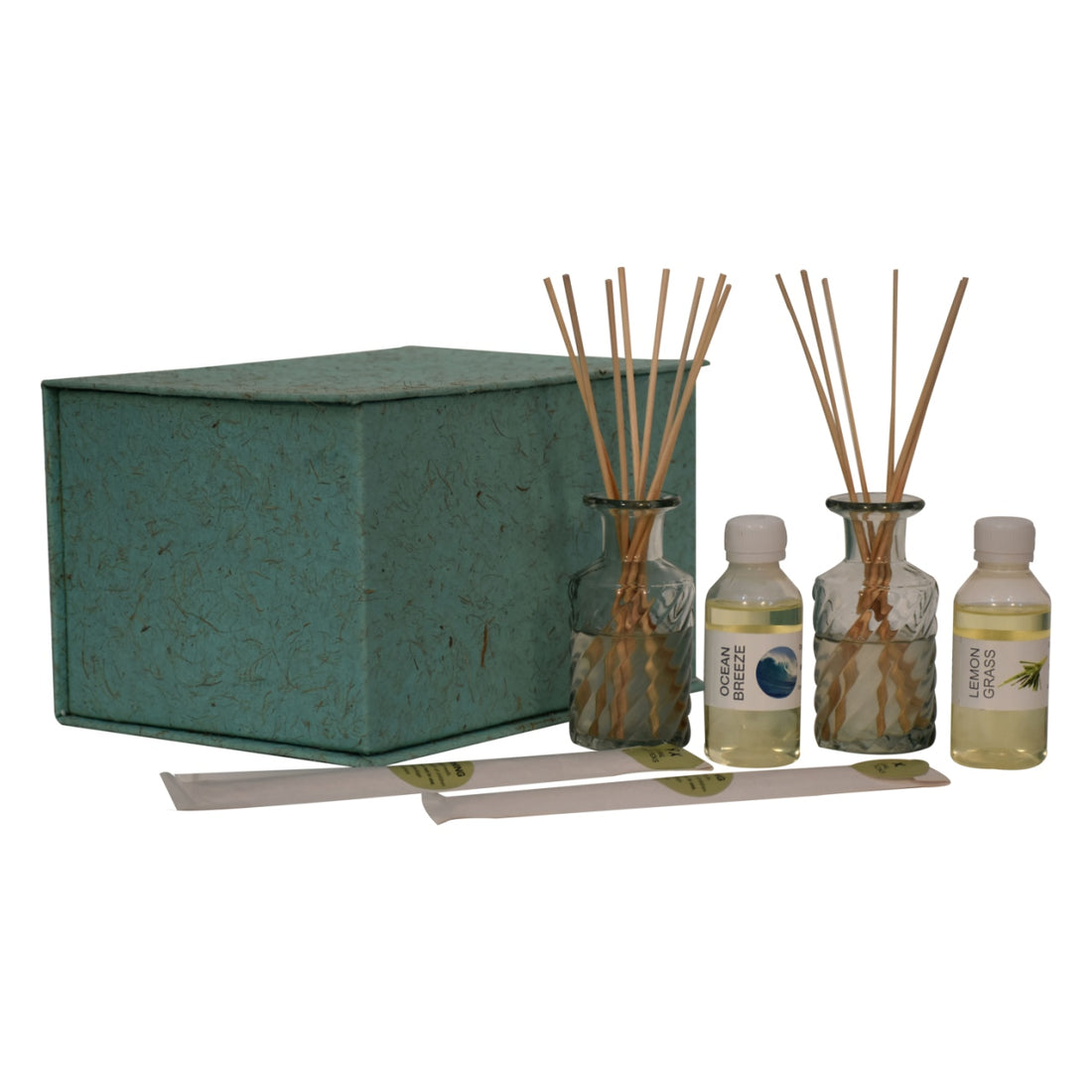 Anka Cut Glass Bottle Diffuser Set (Lemon Grass & Summer Tides)