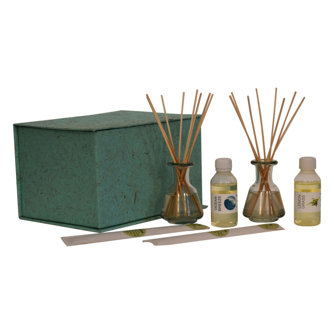 Adira Glass Bottle Diffuser Set (Lemongrass & Summer Tides)