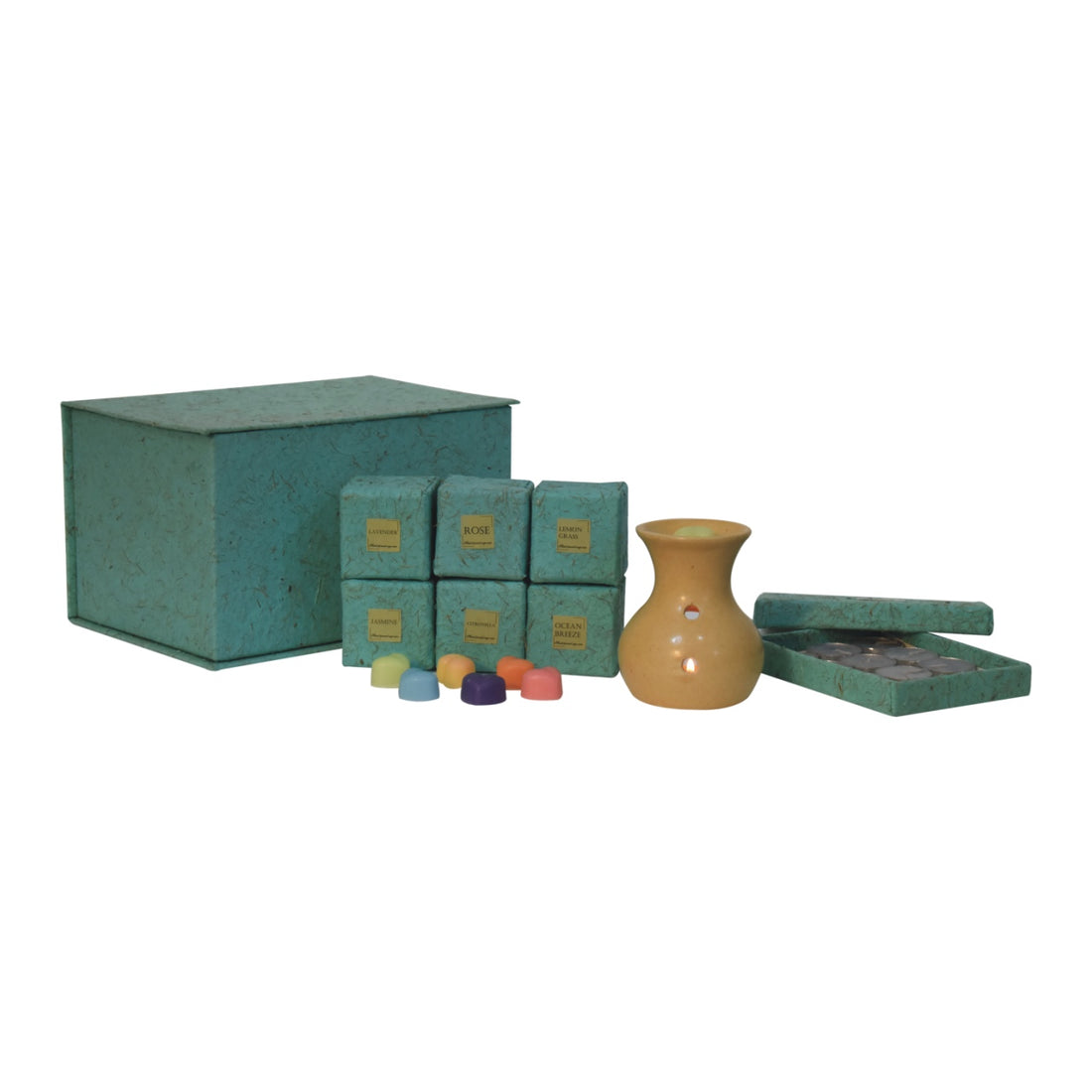 Taya Beige Wax Melter Set (Lavender, Jasmine, Citronella, Summer Tides, Rose, Lemongrass)