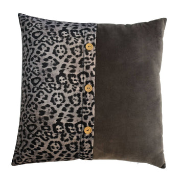 Quinn Cushion Set of 2 - White Leopard & Grey Velvet