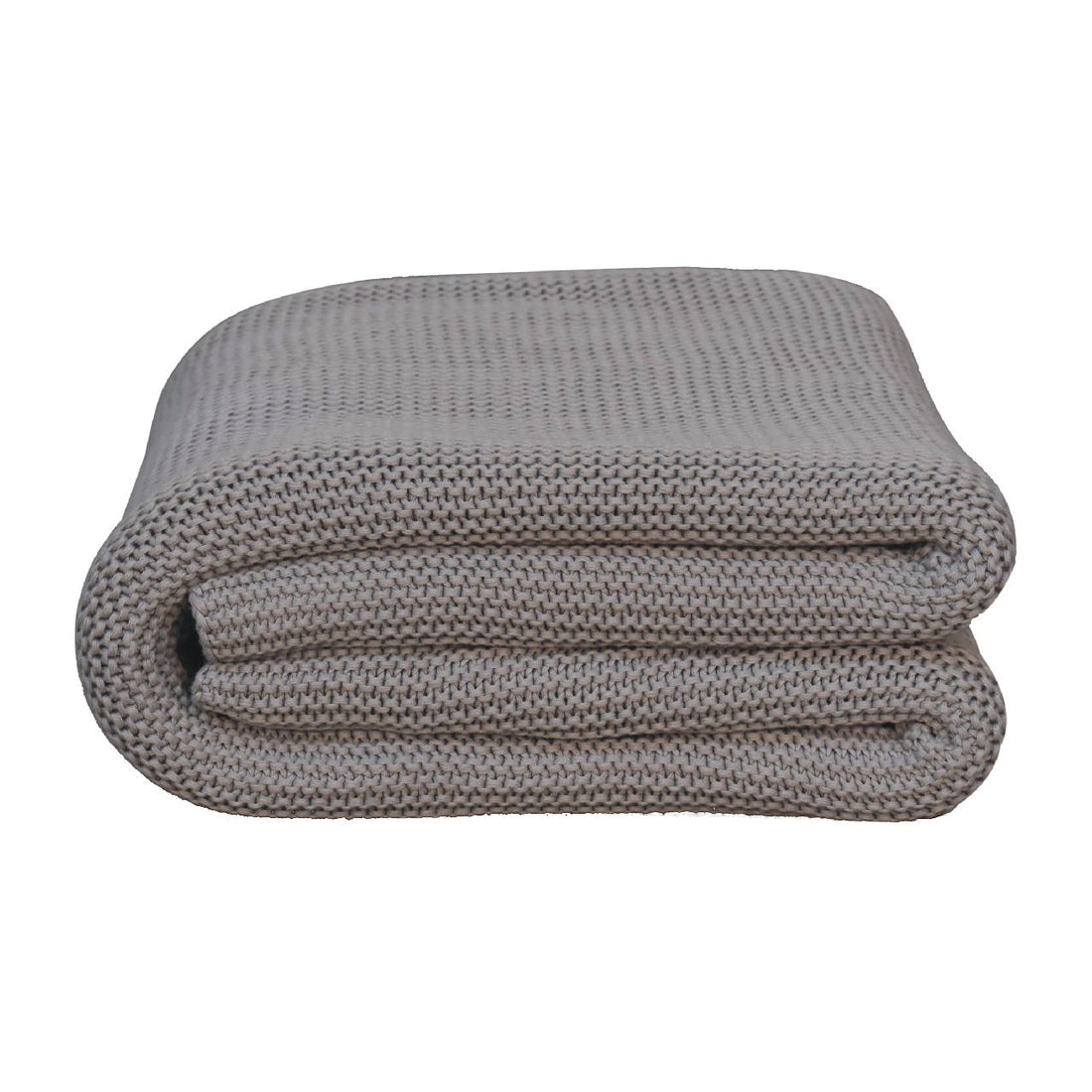 Grey Knitted Throw - Double Bed Size