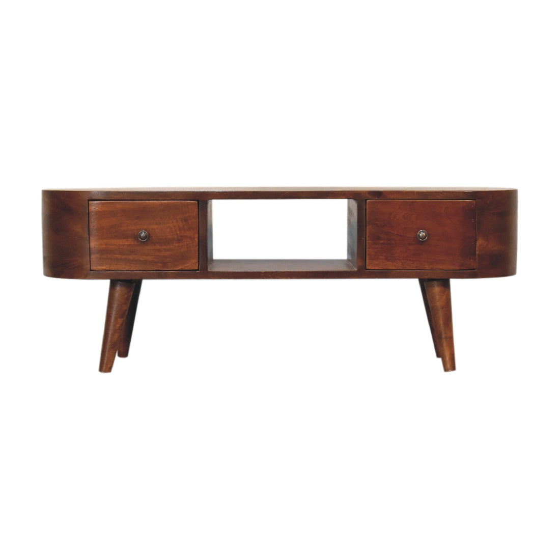 Chestnut Rounded Media Unit with Open Slot