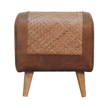 Seagrass Buffalo Hide Square Nordic Footstool