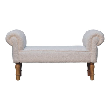 White Boucle Bedroom Bench