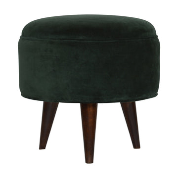 IN824 - Emerald Green Velvet Nordic Style Footstool