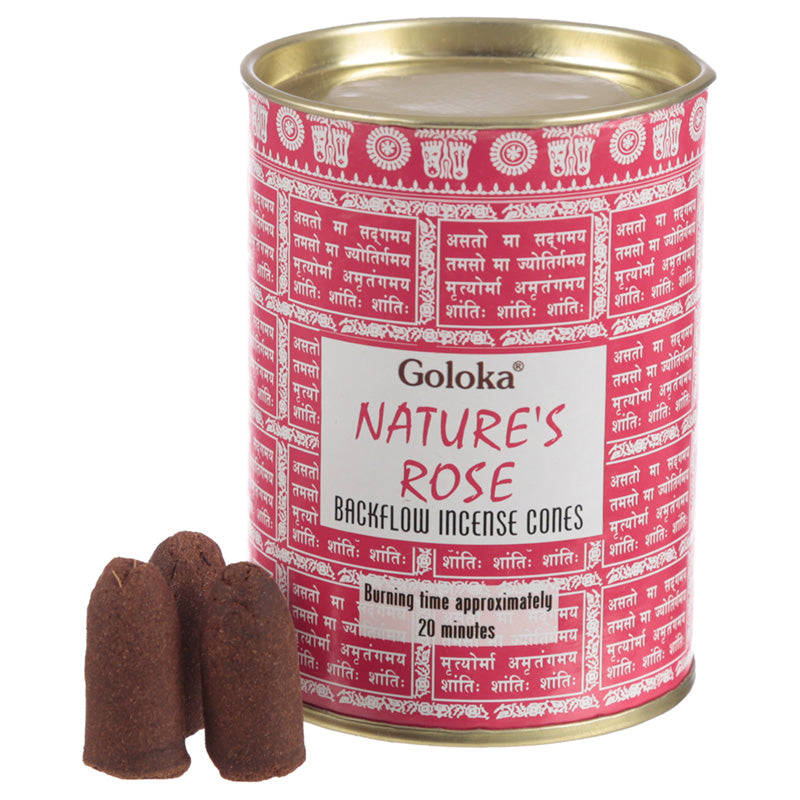 6x Goloka Backflow Incense Cones - Rose