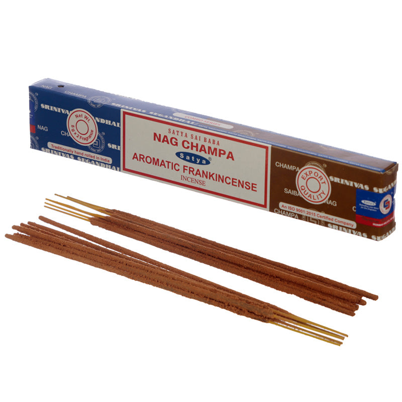 12x Satya Incense Sticks - Nag Champa & Aromatic Frankincense