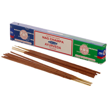 12x Satya Incense Sticks - Nag Champa & Ayurveda