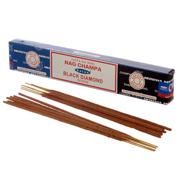 12x Satya Incense Sticks - Nag Champa & Black Diamond