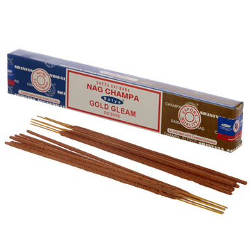 12x Satya Incense Sticks - Nag Champa & Gold Gleam