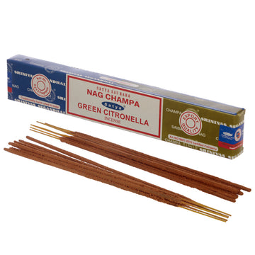 12x Satya Incense Sticks - Nag Champa & Green Citronella