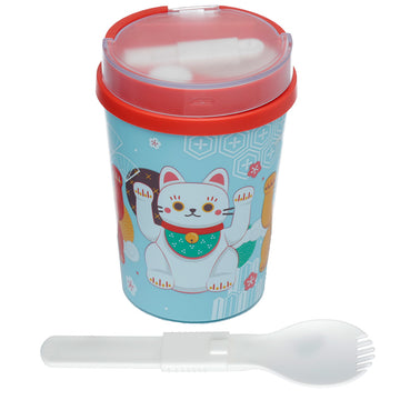 Reusable Stainless Steel Food Snack/Lunch Pot 500ml - Maneki Neko Lucky Cat