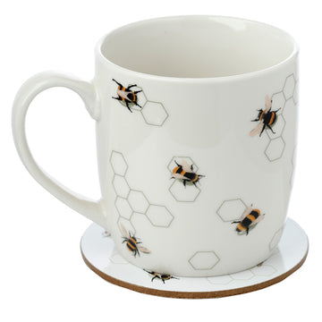 Porcelain Mug & Coaster Set - Nectar Meadow Bee