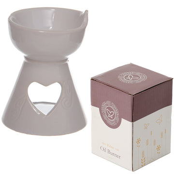 Simple White Heart Cut Out Ceramic Oil and Wax Burner