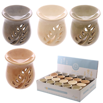 Ceramic Crackled Glaze Leaf Cut Out Oil Burner