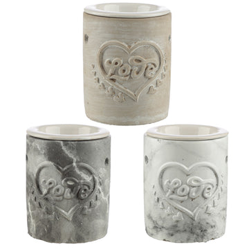 Concrete Love Heart Oil Burner