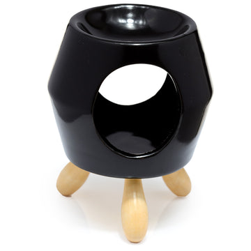 Ceramic Black  Abstract Eden Oil Burner with Feet